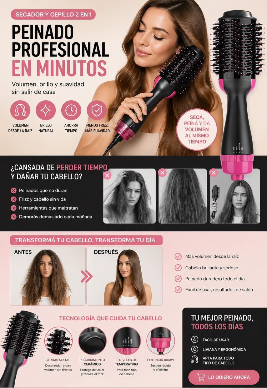Cepillo secador y modelador pro